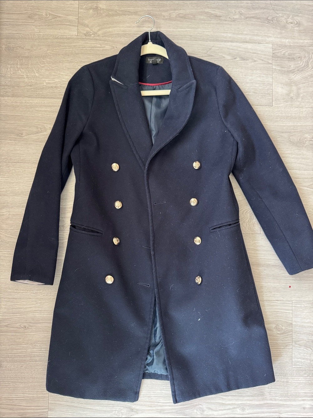 Topshop Double-Breasted Pea Coat Navy Size 2